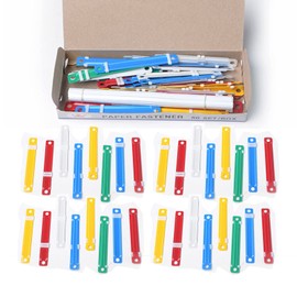 Vokowin 100pcs Prong Paper Fasteners Durable, Binder Clip Colorful Paper Fasteners Filing Binding Material Folder for Office School Paper Accessories (K212-2)