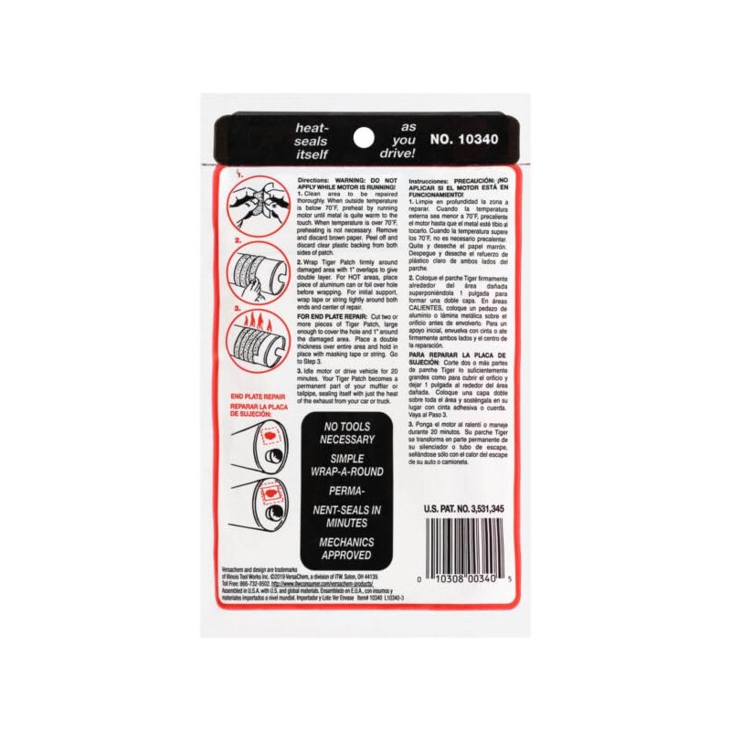 VERSACHEM Tiger Patch Muffler & TAILPIPE WRAP - 3 INCH