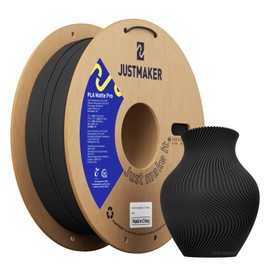 JUSTMAKER PLA Matte 3D Printer Filament, Upgrade Cardboard Spool, Print with Most 3D Printers, Dimensional Accuracy +/-0.03mm, 1.75mm, 1kg, Black