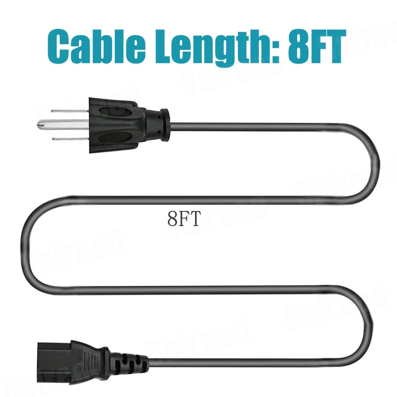 3 Prong 8ft Power Cord for ECOXGEAR EcoBoulder+ EcoBoulder EcoTrek