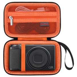 Elonbo Carrying Case for Ricoh GR IIIx HDF/GR IIIx/Ricoh GR III HDF/GR III/GR II/GR Digital Camera, RICOH GR Premium Digital Compact Camera Travel Storage Cover Bag Organizer Holder, Black+ Orange