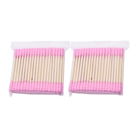 UUYYEO 200 Pcs Double Head Cotton Swabs Ear Cleaning Cotton Buds Makeup Remover Swabs Spiral Cotton Heads for Cosmetics Pink
