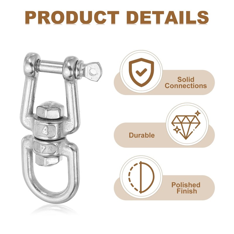 sourcing map Heavy Duty M4 Double Swivel Eye Hook, 304