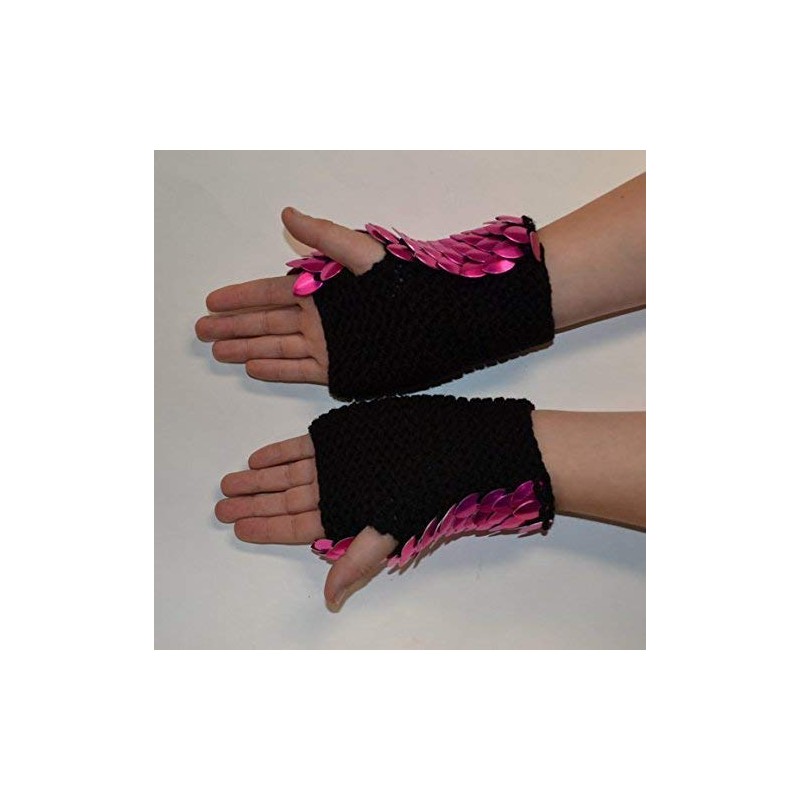 Dragonhide Knitted Scalemail Gauntlets - Pink Fire