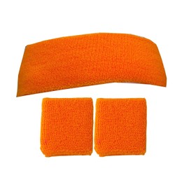 Just 4 Fun Leisurewear Sweatband Headband & 2 Wristbands One size (Neon Orange)