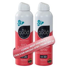 All Good Baby & Kids Sunscreen Spray - UVA/UVB Broad Spectrum, SPF 30, Zinc Oxide, Coral Reef Friendly, Water Resistant, Calendula, Aloe (6 oz)(2-Pack) | All Good Makes Everything Better