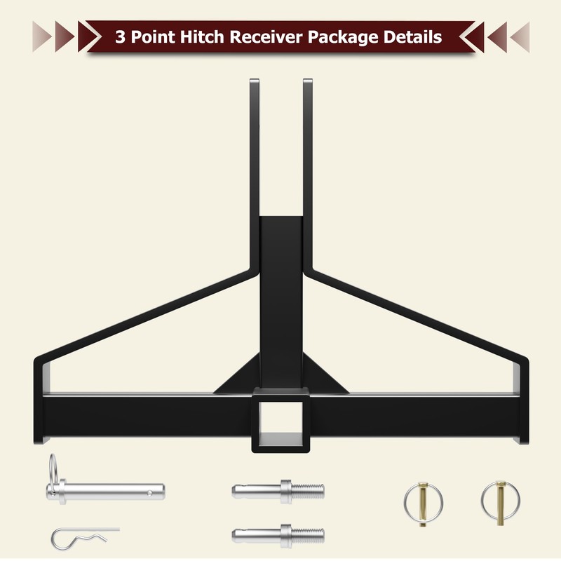 Heavy Duty 3 Point Quick Hitch 2" Receiver, Compatible with
