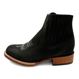 The Western Shops Men's Square Toe Ankle Western Boots (11.5,Black)