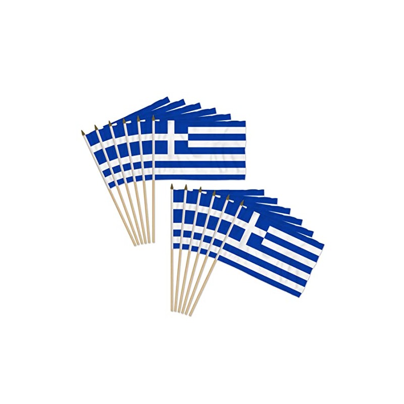 Greece 12x18in Stick Flag - 1 dozen pack
