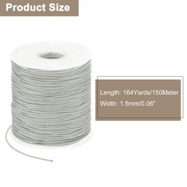 sourcing map Braided Lift Shade Cord, 1.5mm 164 Yards Roman Shades Cord Braided Nylon Cord String Necklace Bracelet String Cord for Roman Blind Shade Rollers DIY Craft, Gray