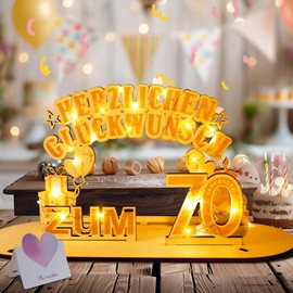 skelo 70 Geburtstag Deko Mit LED, Geldgeschenke Geburtstag, Geschenke Für 70 Geburtstag Frauen/Mann, 70 geburtstag Deko, Geschenke Zum 70 Geburtstag Frau, 70 Geburtstag Deko