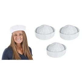 Zugar Land Large White Sailor Hats (3 Hats) (10 Inch) Adult Large Nautical Costume Accessory (3)