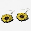 Hand-Painted Wood Sunflower Dangle Earrings