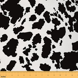 Feelyou Cow Fur Fabric by The Yard,Cowhide Upholstery Fabric for Chairs,Farmhouse Western Farm Animal Skin Decorative Waterproof Outdoor Fabric, 1 Yard, Black White