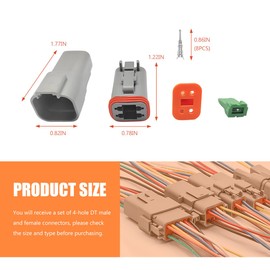 ZNDAW DT 4 Pin Connector Kit, 16 AWG Automotive Waterproof Electrical Plug 4 Way Male Female Socket, DT04-4P DT06-4S Connectors with Crimp Wire Terminals for Car Truck Motorcycle