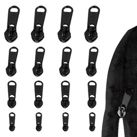 16-Piece Zip Repair Kit, 4 Sizes Replacement Zinc Alloy Zippers, Universal Zipper Repair Kit for Jackets, Backpacks, Luggage, Jeans and More