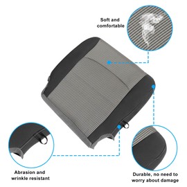 SecosAutoparts Driver & Passenger Side Bottom & Foam Cushion Replacement Cloth Seat Cover Dark Slate Compatible with Dodge Ram 1500 2500 2009 2010 2011 2012
