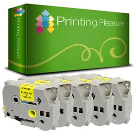 Printing Pleasure 5 x TZe-651 TZ-651 Black on Yellow Label Tapes Compatible with P-Touch Label Printing Machines | 24mm x 8m