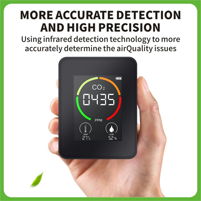 Multifunctional 3in1 CO2 Temperature Humidity Monitoring Device Home Digital Household