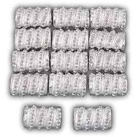 15g Oval Dot Bali Tube Beads Silver PLT 10mm Approx 14