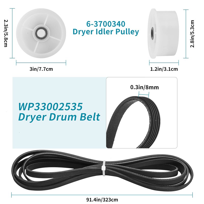 12001541 303373K Dryer Drum Roller Kit, Dryer Drum Support Roller