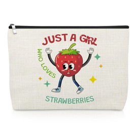 Strawberry Gifts for Women Strawberry Lover Makeup Bag Inspirational Gifts for Daughter Sister Best Friend Fruit Lover Cosmetic Bag Graduation Christmas Birthday Present Friendship Travel Pouch
