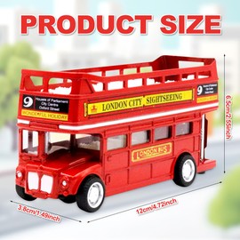 Classic Taxi Bus Double Decker Red Bus Models Toy Metal Die Cast Free Wheeling Action Toy Models Pull Back City Bus ModelsToy Accessories for Kids and Collectors -E