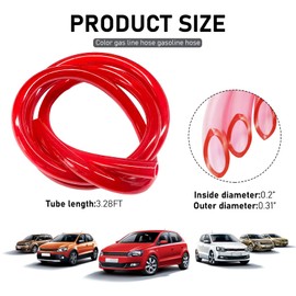 KVAEY Colorful Fuel Line Hose Tube, Flexible Anticorrosion Silicone Gas Line Petrol Hose Line, Soft High Performance Vacuum Tubing Hose Replacement for Motorcycle Dirt Pit Bike ATV (Red)