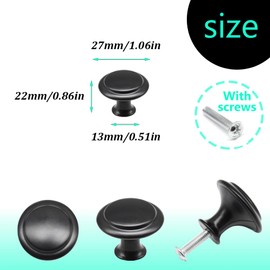Ruidee Pack of 12 Cabinet Knobs, Round Pull Handles, Knob Furniture Knobs, Chest of Drawers Knobs, Drawer Knobs, Cabinet Handles for Kitchen, Cupboard, Drawer, Door, Furniture (27 mm, Black-BSY