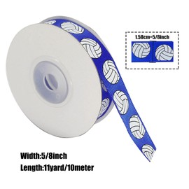 ZhXu Shuo Blue Satin Volleyball Ribbon 5/8-Inch x 10 Meter,Use for Team Hair Bows,Gift Wrapping,Sport Lanyards,Party Decoration,Wreath,All Crafting and Sewing
