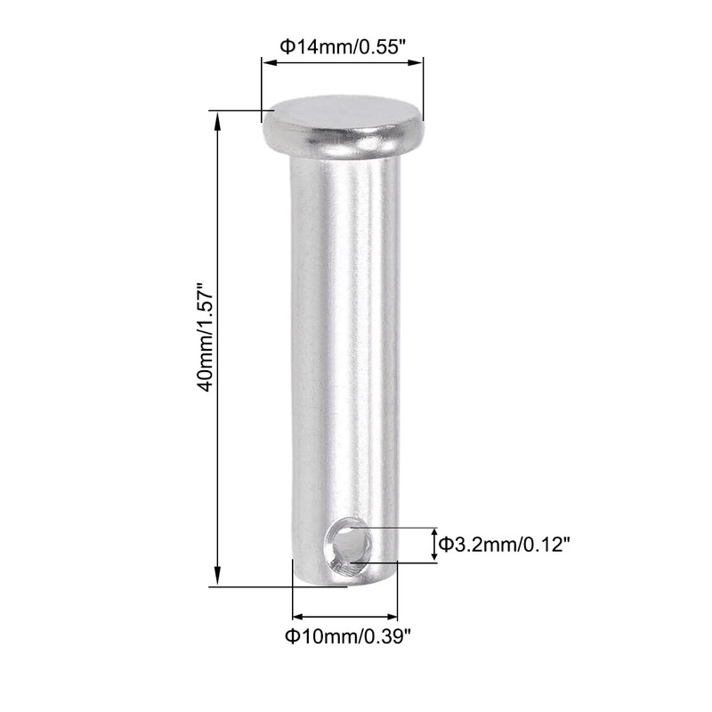 sourcing map Single Hole Clevis Pins - 10mm X 40mm