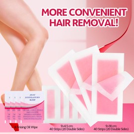 Waxing Kit For Women Face, Body, Arms, Legs, Chest, Back, Bikini Wax Strips, Wax Strips for Hair Removal, Wax Strips, Waxing Hair，Removeal Kit with 80PCS + 4 Calming Oil Wipes.