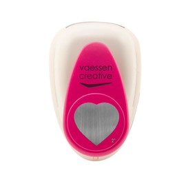 Vaessen Creative Craft Paper Punch - Heart/Petal - 4 x 4,2 cm - Circle Cutter for Crafting and Card Making, White/Pink