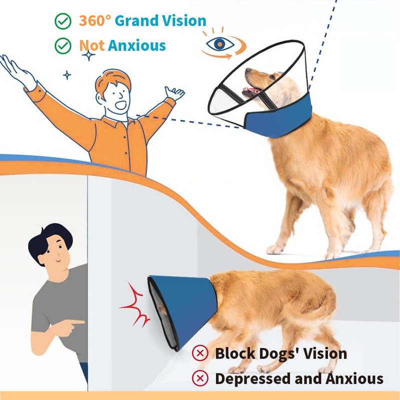 Cone Pet Cone (Blue, M(13.2"-15.5"))