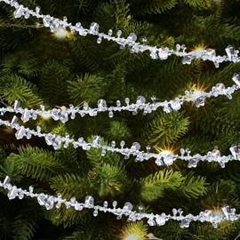 5M Crystal Christmas Garland, Christmas Tree Crystal Garland Xmas Crystal Ornament Silver Christmas Tree Decorations Twist Beads Christmas Tree Garland String Christmas Party Decorations Home Decor