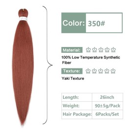 YDDM Pre Stretched Braiding Hair Braiding Hair Extensions Braids Extensions Hair 26 Inch 6packs Box Braid Hair Extensions Hair For Braiding Crochet Hair Braiding (26 Inch, 350#)