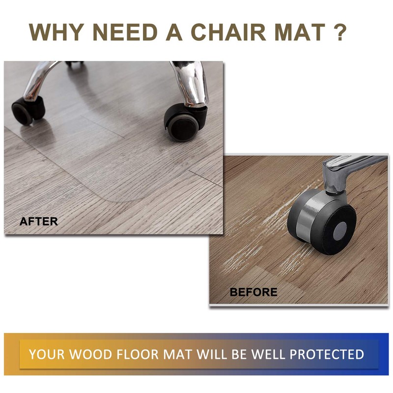 Office Chair Mat for Hardwood Floor, 48”x 36” Clear Floor