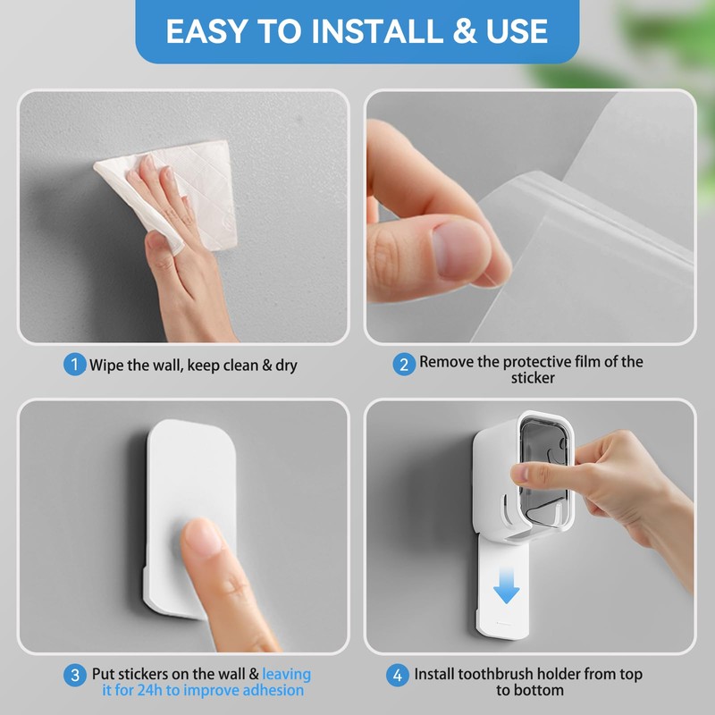 Toothbrush Holders for Bathroom【Innovation Single Slot Design】 2PCS Toothbrush Holder