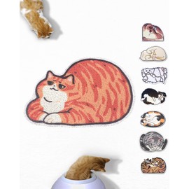 Lukamoo® Cute Cat Litter Mat (30’’x20’’), Large/L, for Kitty Litter & Cute Cat Litter Box, Litter Trapping Mat (Orange Tabby)