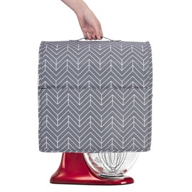 Yarwo Dust Cover for 4.5-5 qt Stand Mixer, Protective Dust Cover with Top Handle and Pockets for Extra Accessories, 35.8 x 23 x 36 cm, Chevron(Cover Only)