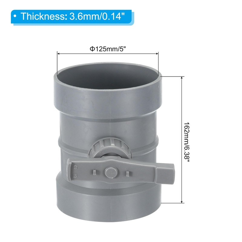 PATIKIL 5" HVAC Duct Manual Volume Damper, PP Adjustment Flame