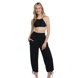 Body Glove Women's Standard Swimsuit Penny Pull-on Beach Pant Cover-up, Black, Small