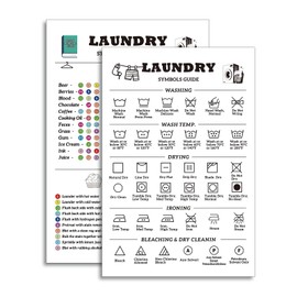 Noare Laundry Symbols Sign & Stain Removal Guide Magnet Cheat Sheet for Room Wall Art Decor 8x11.8 inch - Washing Drying Ironing & Bleaching Accessory