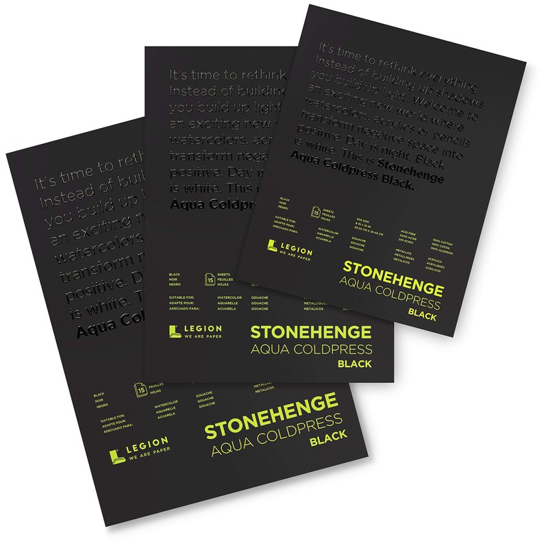 Stonehenge Aqua Almohadilla negra, 150 hojas, Coldpress, 18 x 17