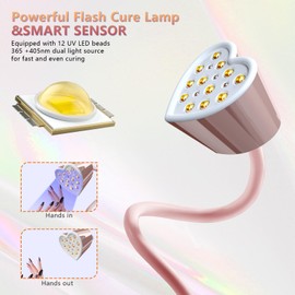 BETE Mini UV Nail Lamp Flash Cure Gel Nail Polish, 360° Foldable Gooseneck UV LED Nail Lamp with Smart Sensor, USB Portable Cordless 30W Rechargeable Nail Dryer with 3 Timers for Salon Home DIY
