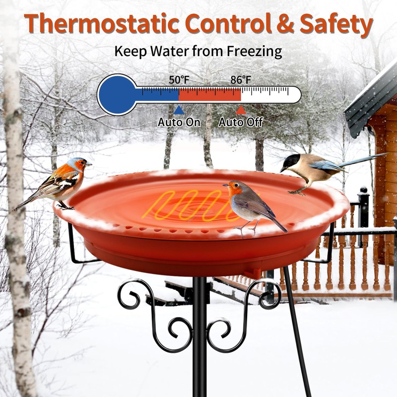 Heated Bird Baths for Outdoors for Winter, Lovppy 100W Heated