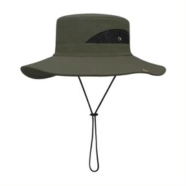 Wide Brim Fisherman Hat for Men Women Foldable Waterproof Beach Hiking Safari Trekking, Green (military green), Einheitsgröße