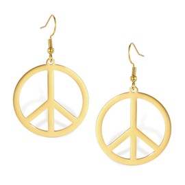 LIKGREAT Peace Pendant Hook Earrings Peace Sign Symbol Dangle Drop Earrings for Women (gold)