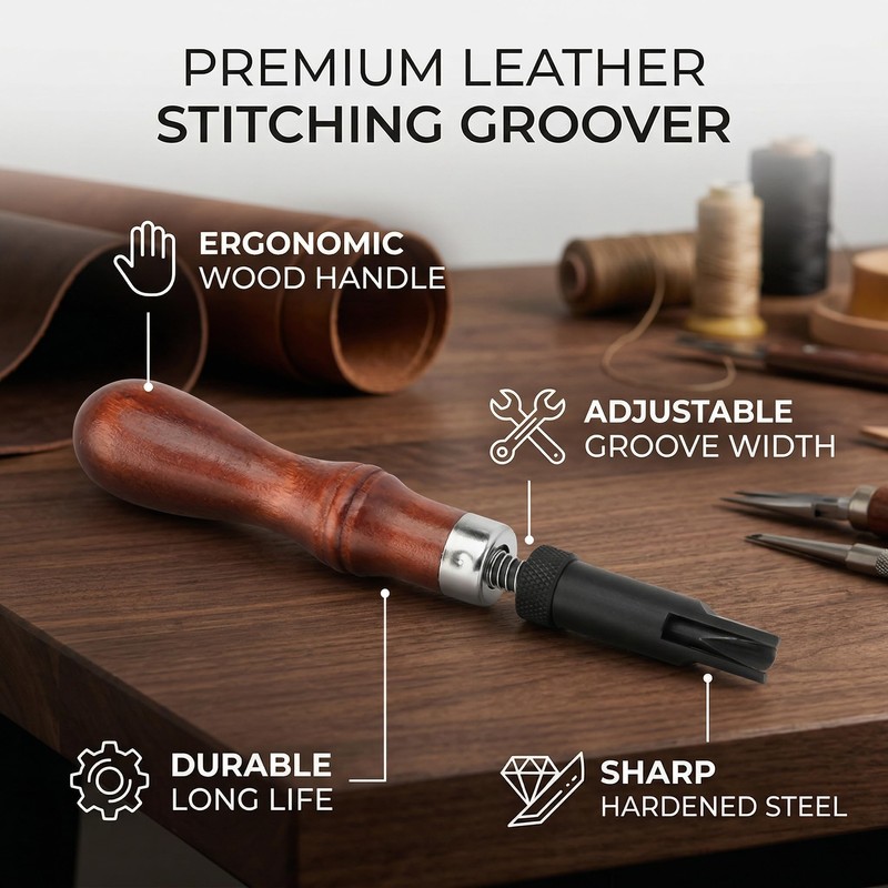 Wood Handle V Cove Base Leather Groover V Type Push