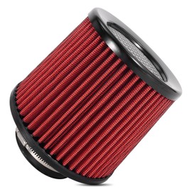 Cold Air Intake Filter High Performance Washable Filter Clamp-On Replacement Air Filter Flange Diameter 3inch/76mm Red
